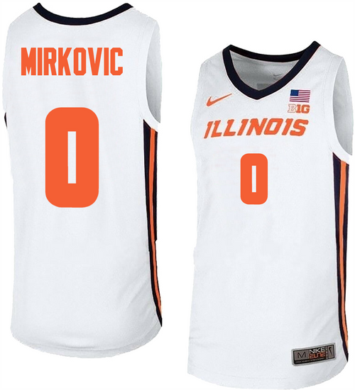 Men's #0 David Mirkovic Illinois Fighting Illini College Basketball Jersey