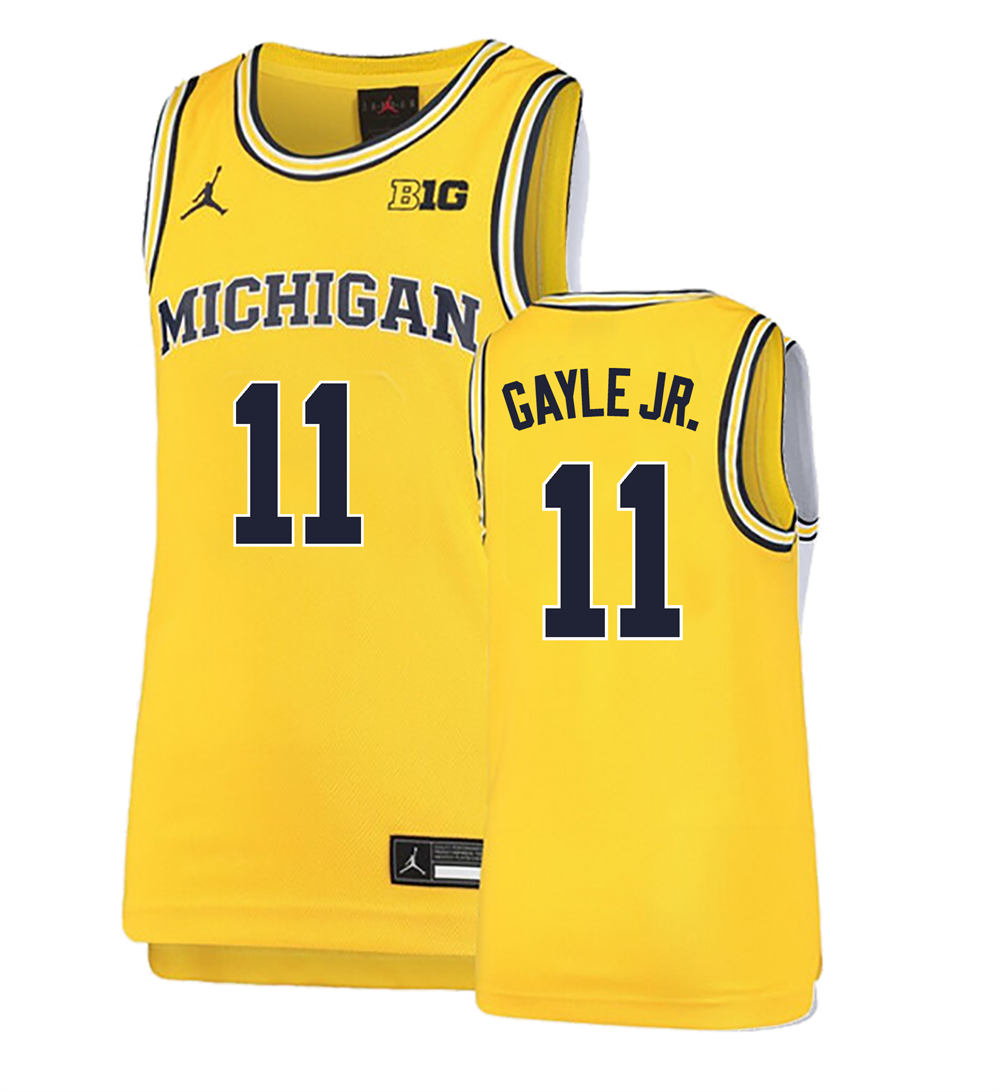Men's #11 Roddy Gayle Jr Michigan Wolverines College Basketball Jersey