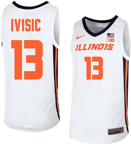 Men's #13 Tomislav Ivisic Illinois Fighting Illini College Basketball Jersey