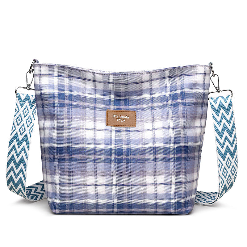 Retro Checkered Contrast Messenger Bag: Large Capacity Urban Shoulder Bag