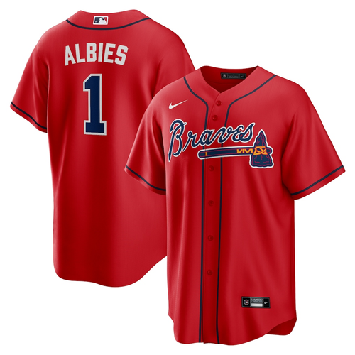 Men's #1 Ozzie Albies Atlanta Braves Baseball Jersey