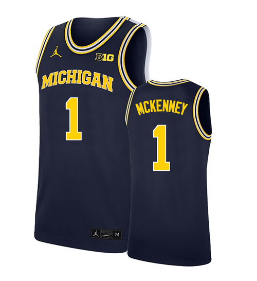 Men's #1 Trey McKenney Michigan Wolverines College Basketball Jersey