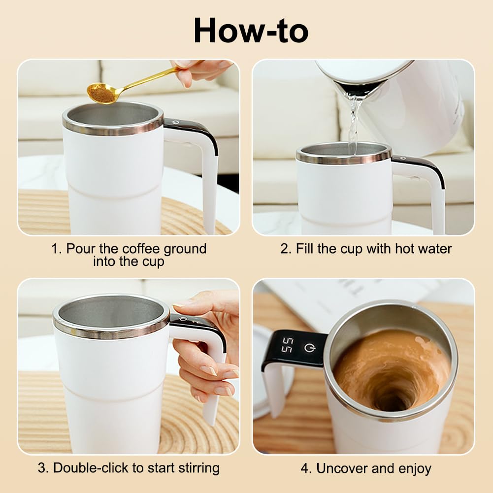Smart Self-Stirring Coffee Mug with Digital Display – Rechargeable Magnetic Mixing Cup