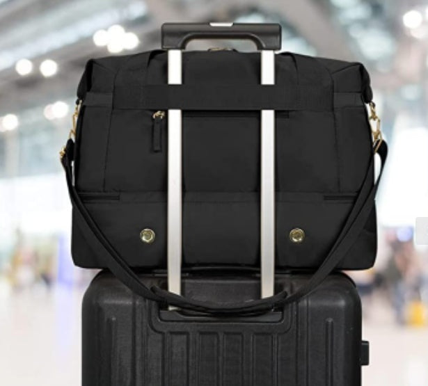 Travel Duffel Bag For Sports: Gym, For Girls - Waterproof Overnight Luggage Bag With Trolley Sleeve