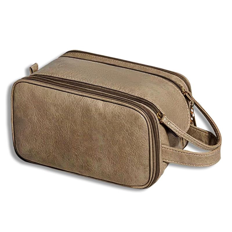 Large Travel Toiletry Organizer Makeup Bag, Hanging Cosmetic Bag Kit Leather Skin Care Waterproof Shaving Bag