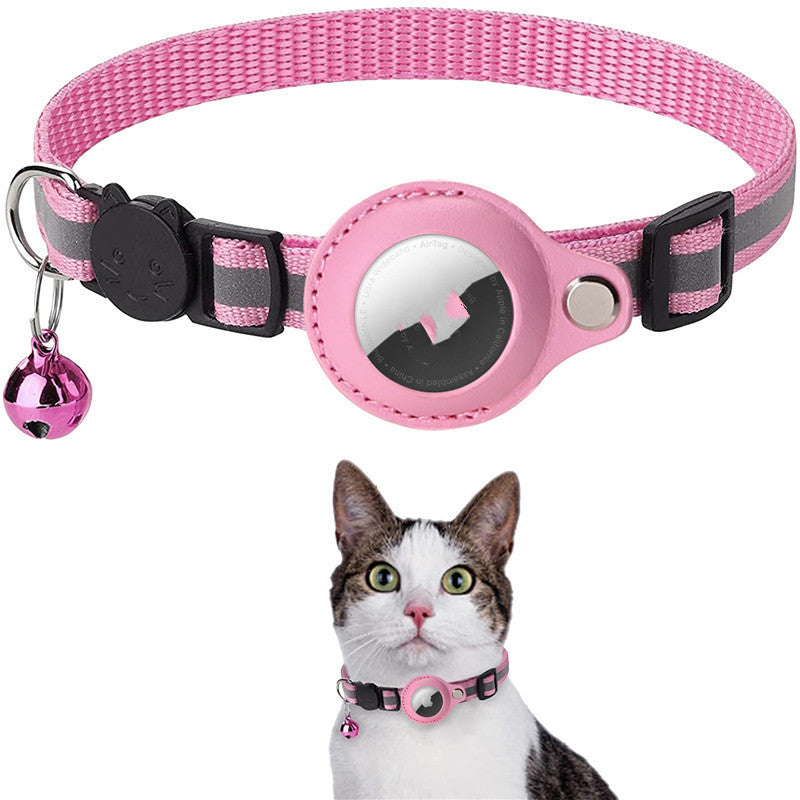 Reflective Pet Collar with Integrated AirTag Holder – Waterproof and High-Visibility Nylon Case for Dogs & Cats