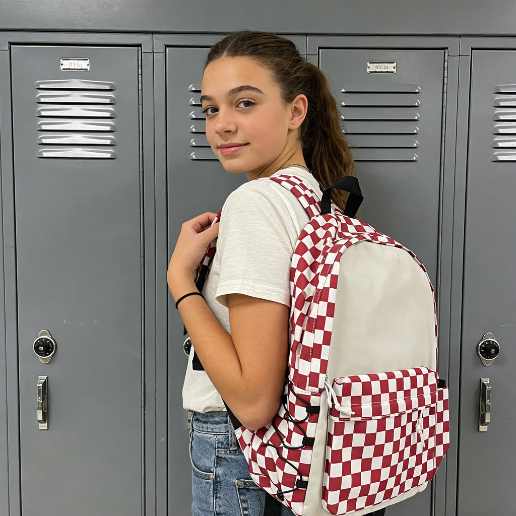 Xiluo Red Plaid Backpack