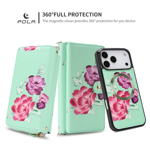 Elegant 13-Card Slot Crossbody Wallet Case – Magnetic Detachable Purse with Mirror for iPhone 17 Pro Max