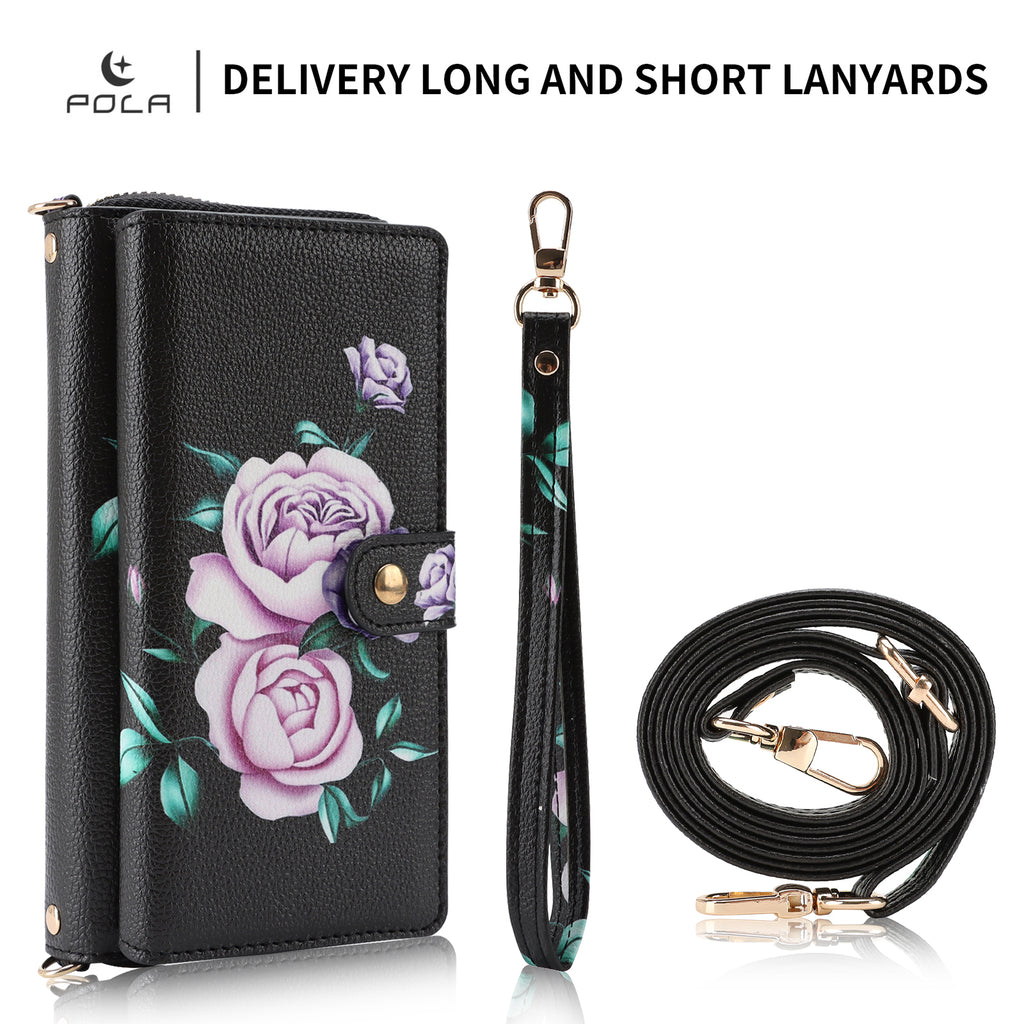 Elegant 13-Card Slot Crossbody Wallet Case – Magnetic Detachable Purse with Mirror for iPhone 17 Pro Max