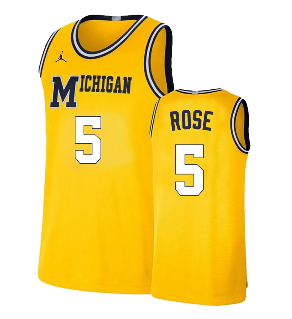 Men's #5 Jalen Rose Michigan Wolverines College Basketball Jersey