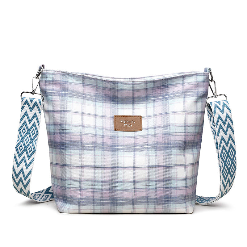 Retro Checkered Contrast Messenger Bag: Large Capacity Urban Shoulder Bag