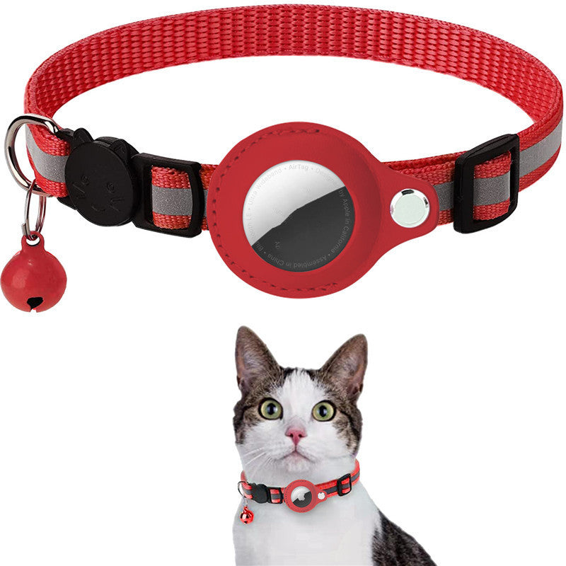 Reflective Pet Collar with Integrated AirTag Holder – Waterproof and High-Visibility Nylon Case for Dogs & Cats