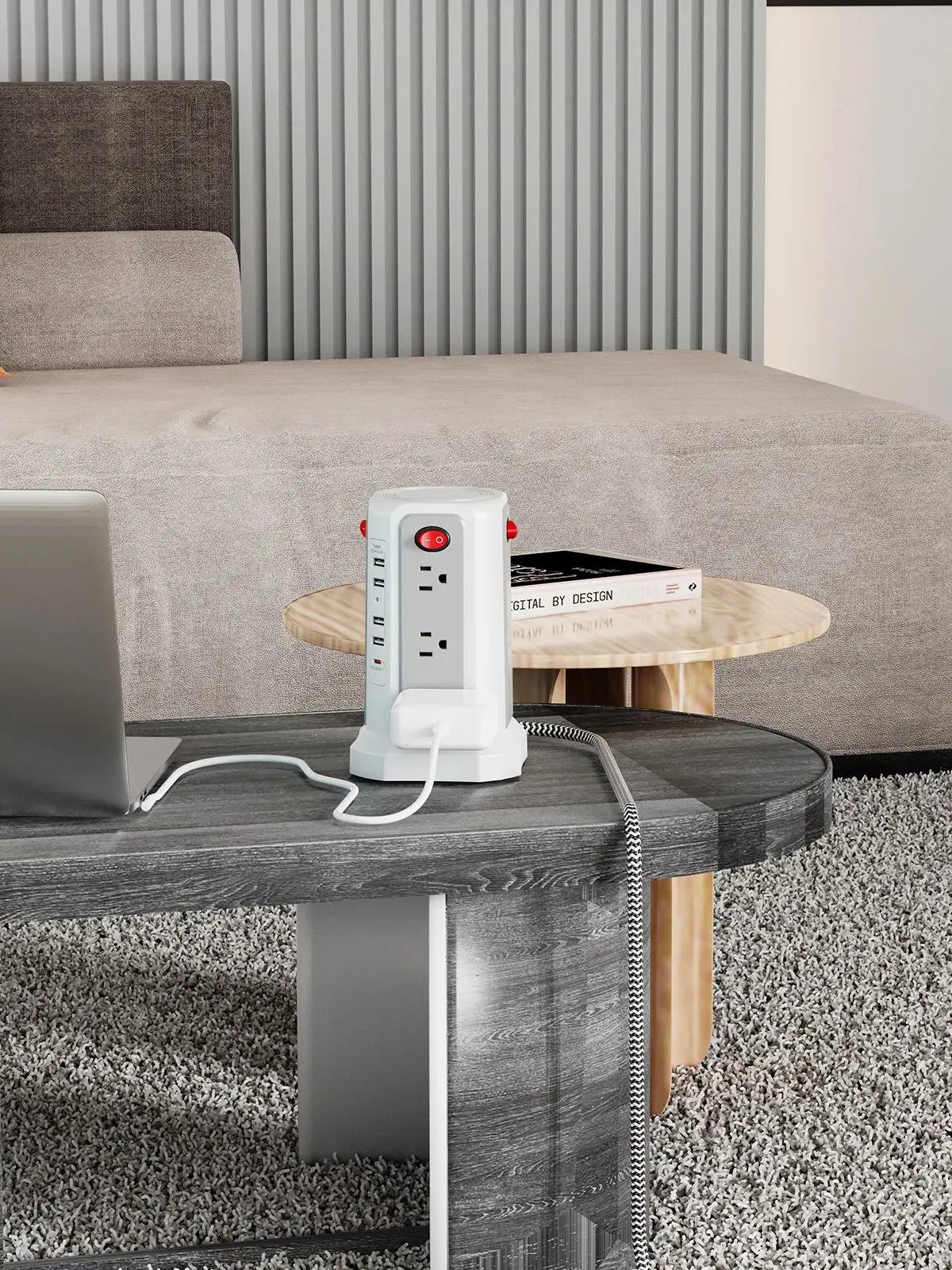 PASSUS 15-in-1 Vertical Power Tower: 12 AC Outlets & PD20W USB-C Fast Charging Station