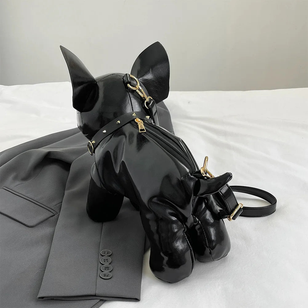 The Bulldog Statement Crossbody: 3D Animal-Shaped Premium PU Leather Messenger Bag