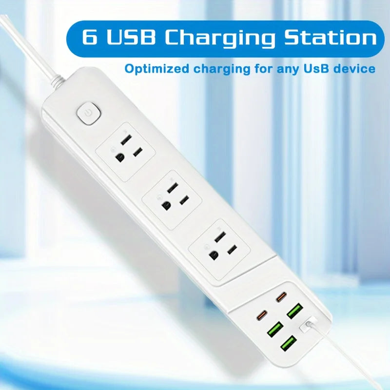 TRANSTON 9-in-1 Power Strip: 3 AC Outlets, 4 USB & 2 Type-C Fast Charging Station (UL Certified)