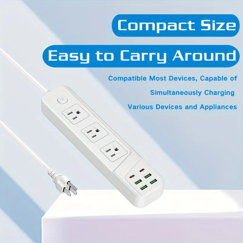 TRANSTON 9-in-1 Power Strip: 3 AC Outlets, 4 USB & 2 Type-C Fast Charging Station (UL Certified)