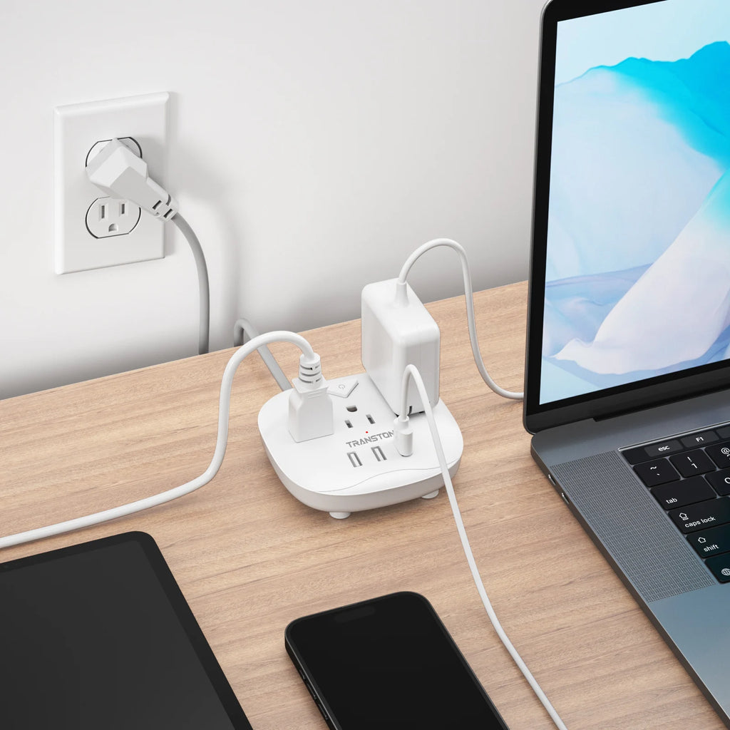 TRANSTON 6-in-1 Power Strip: 3 AC Outlets, 3 USB Ports & 10ft Heavy-Duty Extension Cord (UL Certified)