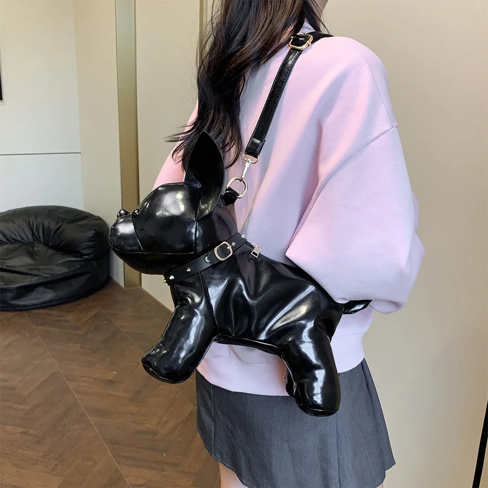 The Bulldog Statement Crossbody: 3D Animal-Shaped Premium PU Leather Messenger Bag