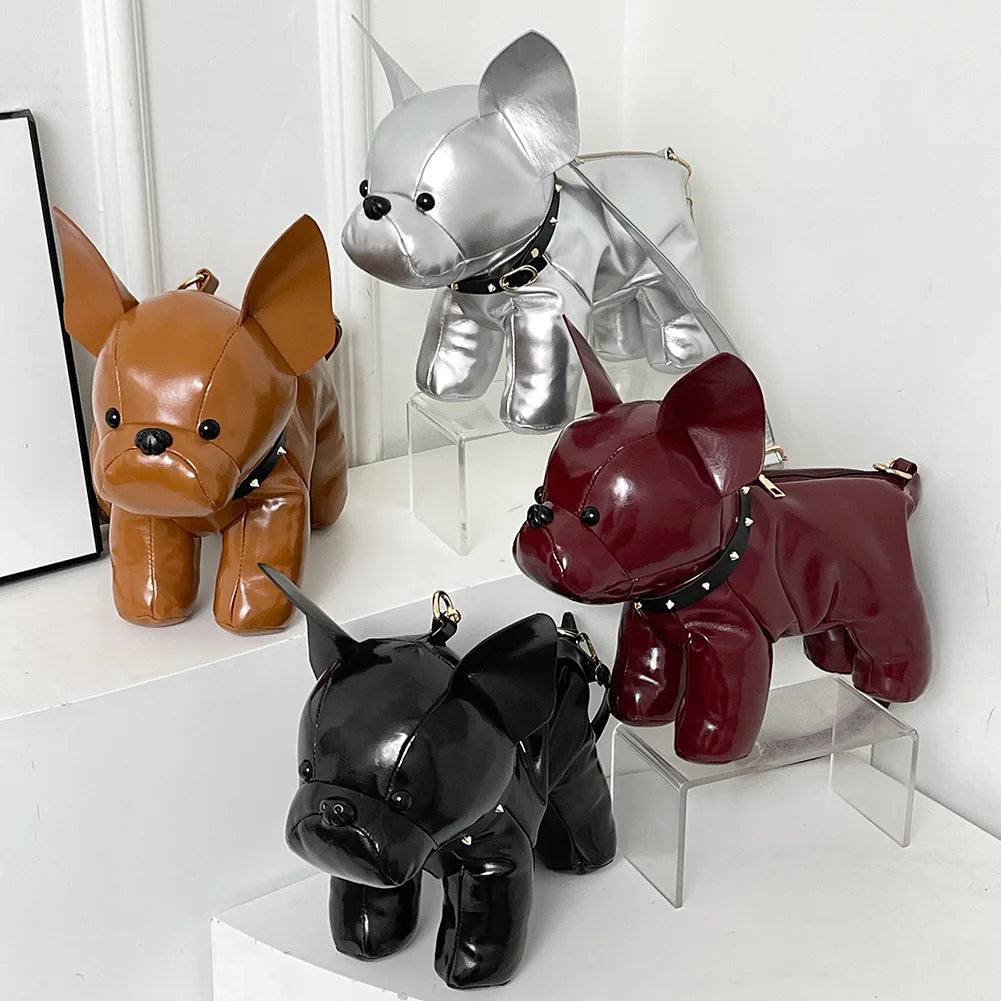 The Bulldog Statement Crossbody: 3D Animal-Shaped Premium PU Leather Messenger Bag