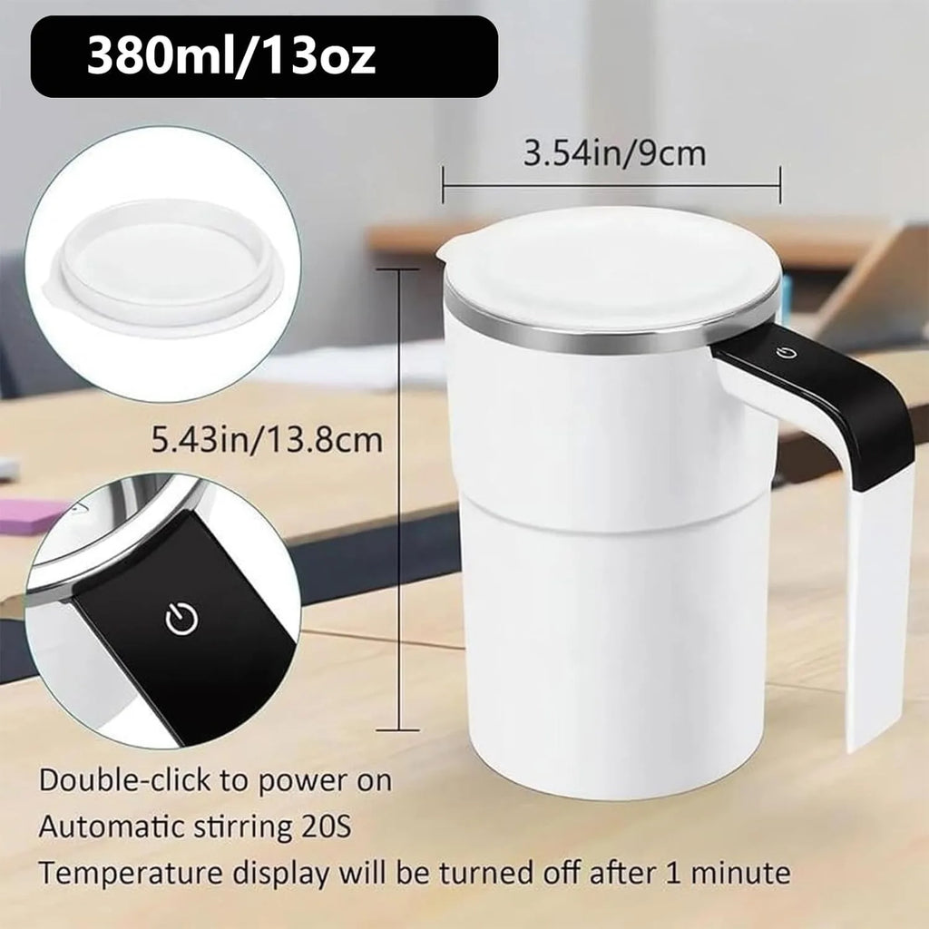 Smart Self-Stirring Coffee Mug with Digital Display – Rechargeable Magnetic Mixing Cup
