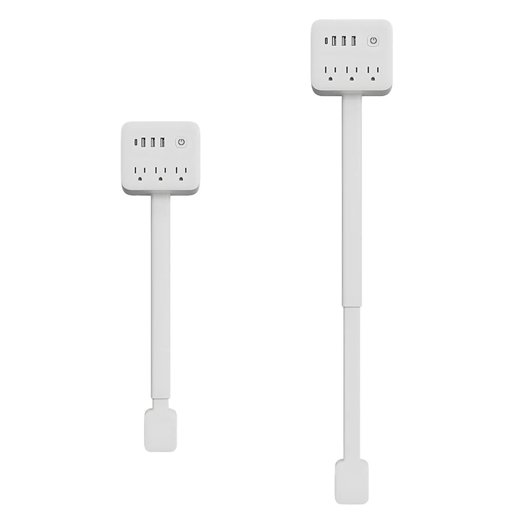 180° Rotating 7-in-1 Wall Outlet Extender: Space-Saving Plug with USB-C & AC Outlets