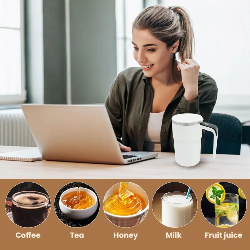 Smart Self-Stirring Coffee Mug with Digital Display – Rechargeable Magnetic Mixing Cup