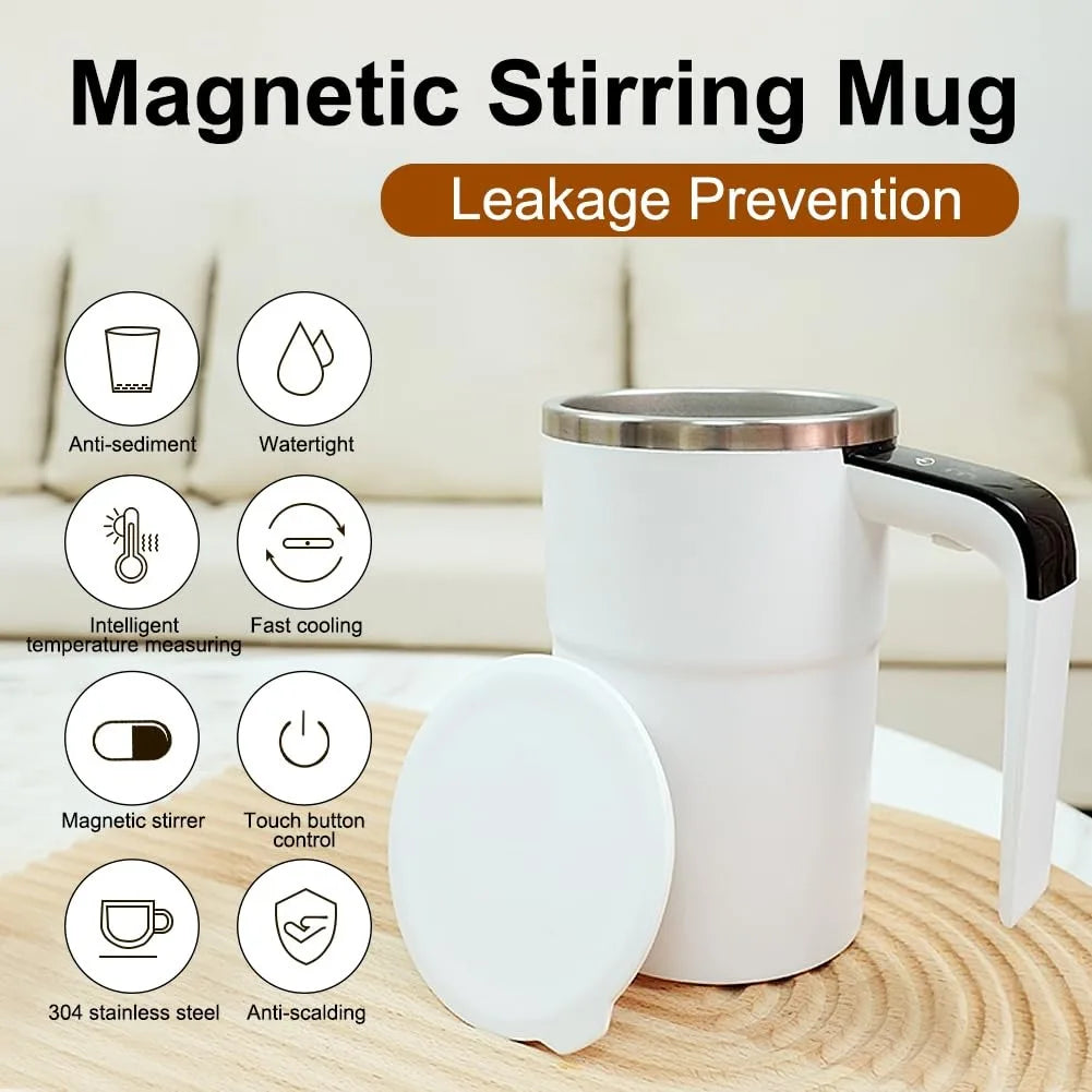 Smart Self-Stirring Coffee Mug with Digital Display – Rechargeable Magnetic Mixing Cup
