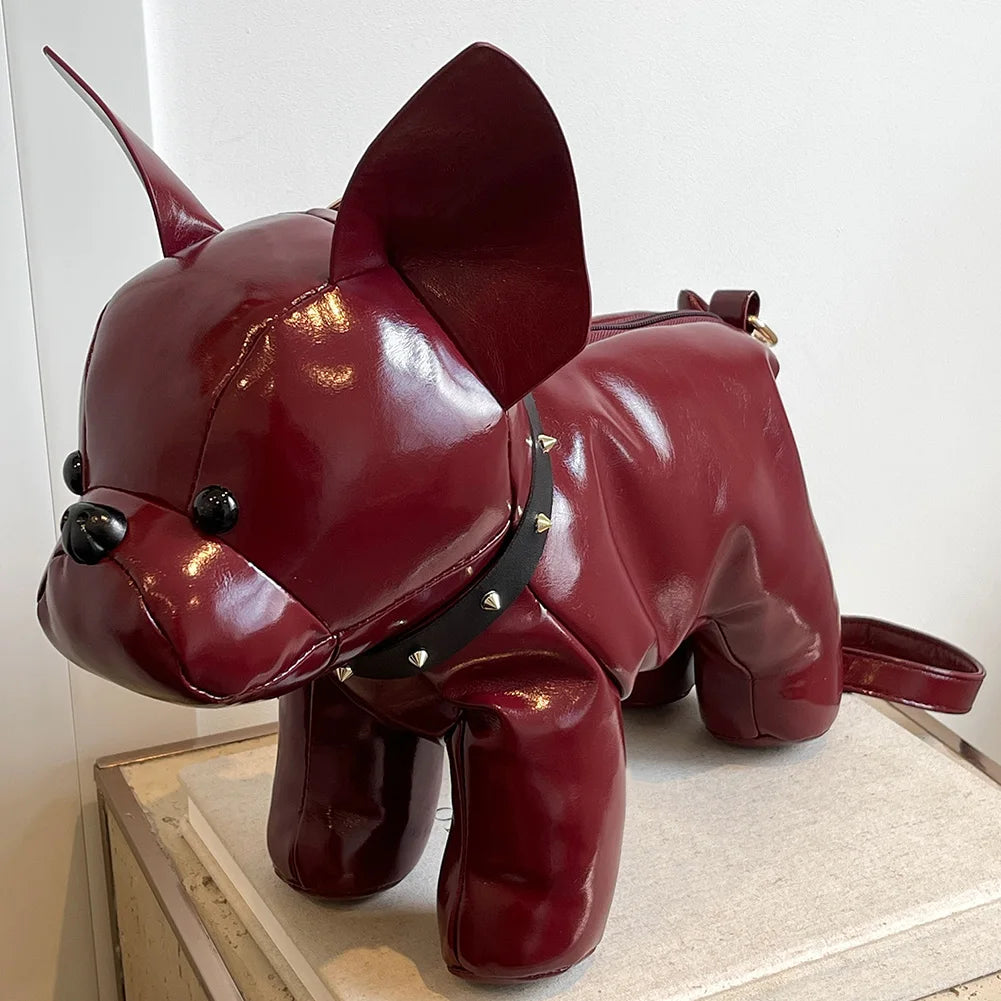 The Bulldog Statement Crossbody: 3D Animal-Shaped Premium PU Leather Messenger Bag