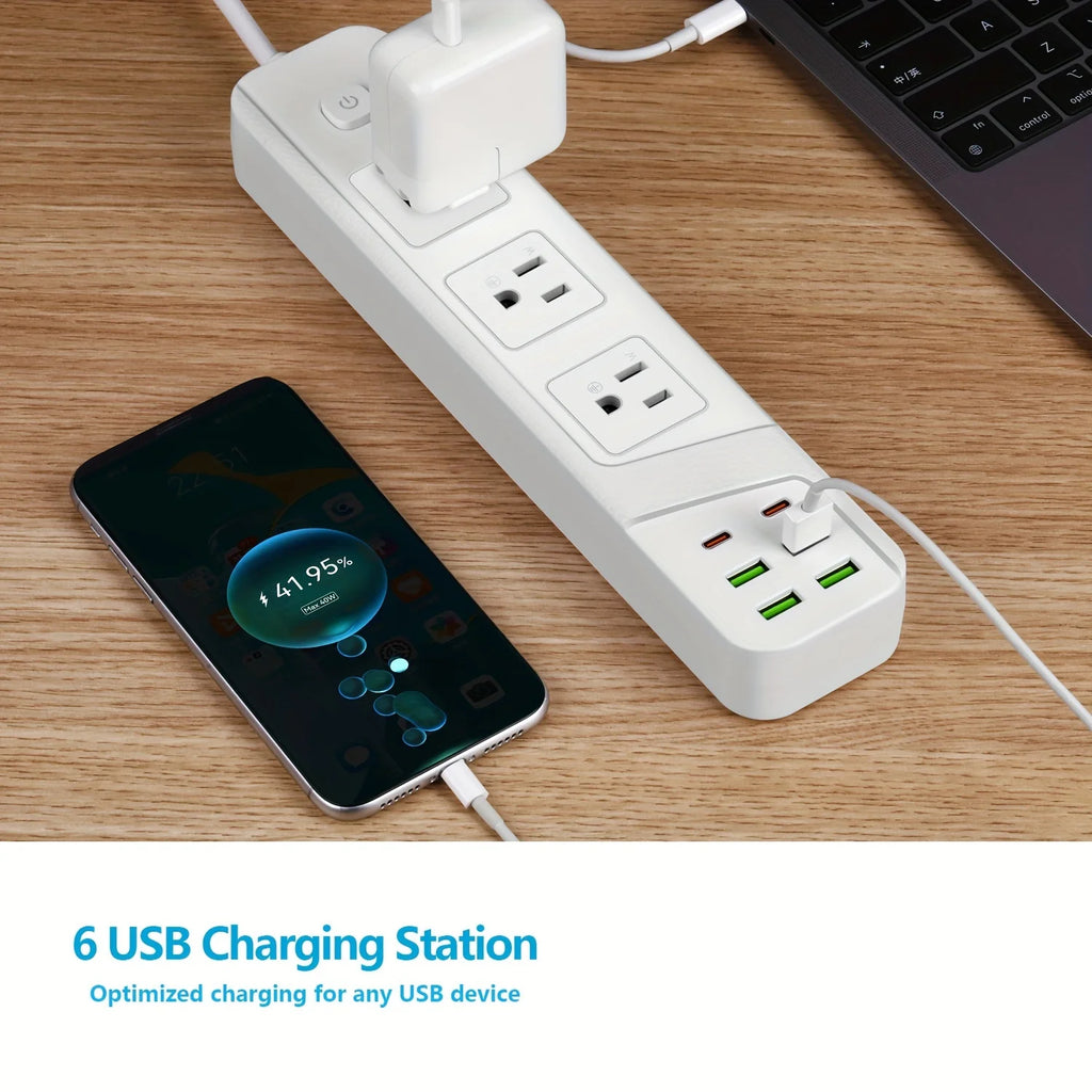 TRANSTON 9-in-1 Power Strip: 3 AC Outlets, 4 USB & 2 Type-C Fast Charging Station (UL Certified)