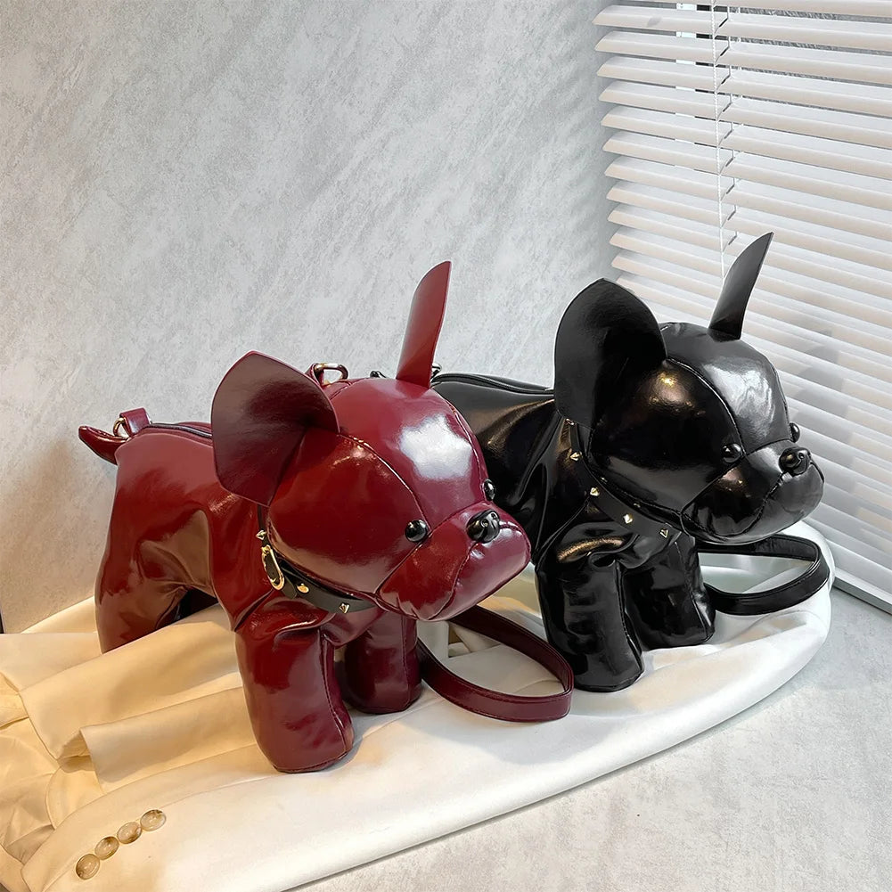 The Bulldog Statement Crossbody: 3D Animal-Shaped Premium PU Leather Messenger Bag