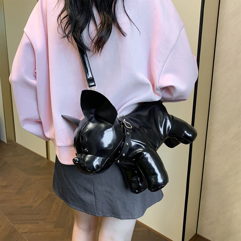 The Bulldog Statement Crossbody: 3D Animal-Shaped Premium PU Leather Messenger Bag