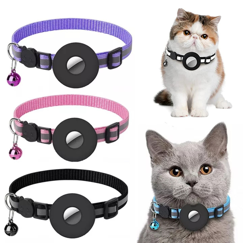 Reflective Pet Collar with Integrated AirTag Holder – Waterproof and High-Visibility Nylon Case for Dogs & Cats