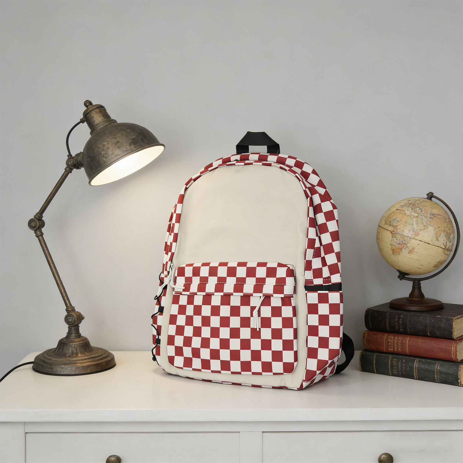 Xiluo Red Plaid Backpack